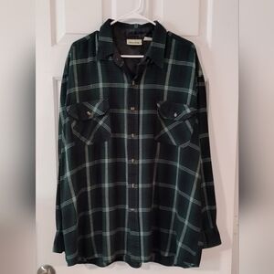 Men's Green and Black Plaid Button-Down Shirt